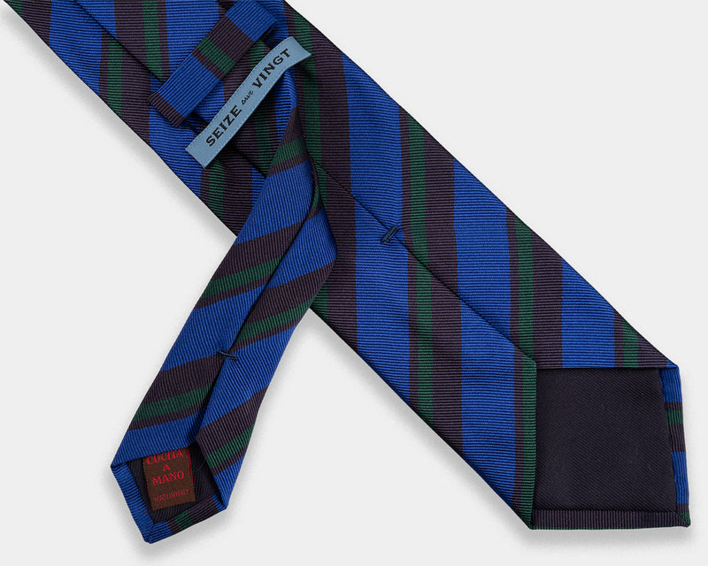 Navy Cobalt Green Wide Stripe Tie