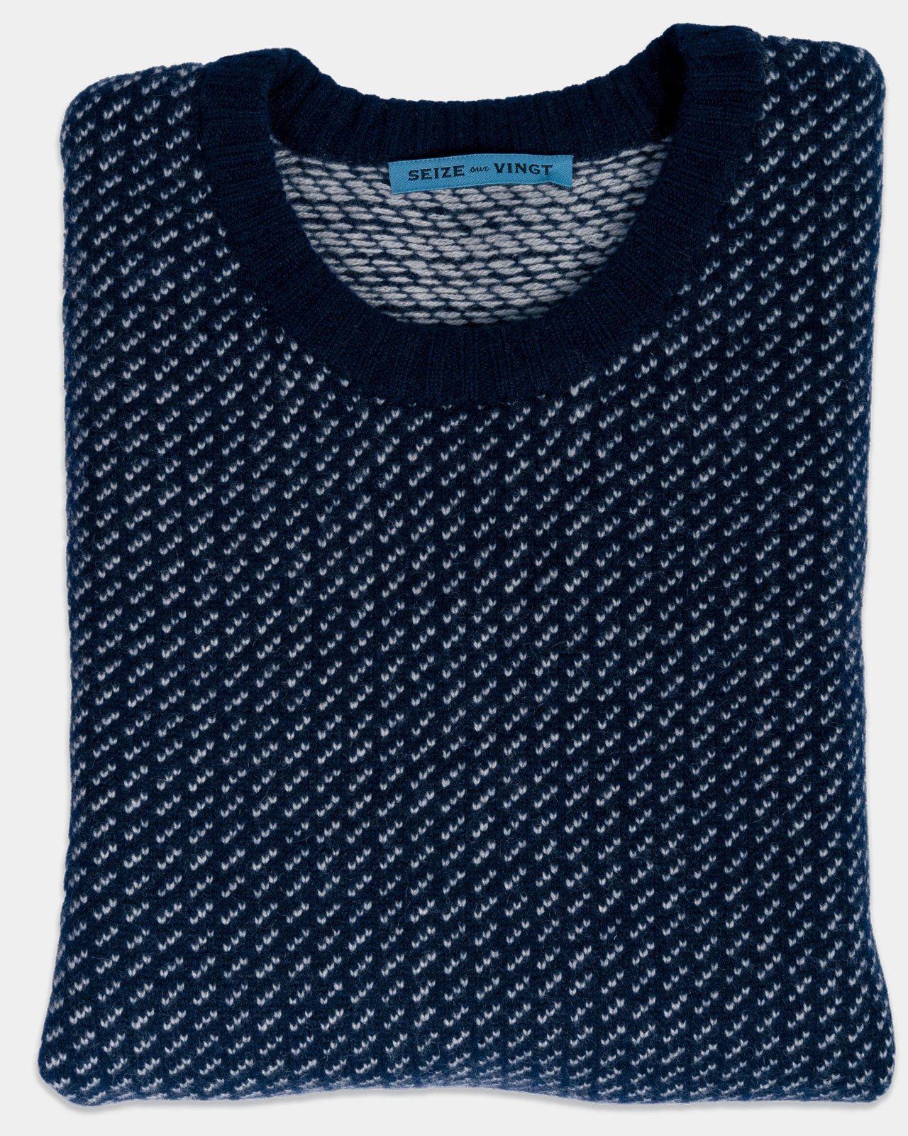 Navy Norwegian Cashmere Fisherman Sweater (Sale Size S Only)