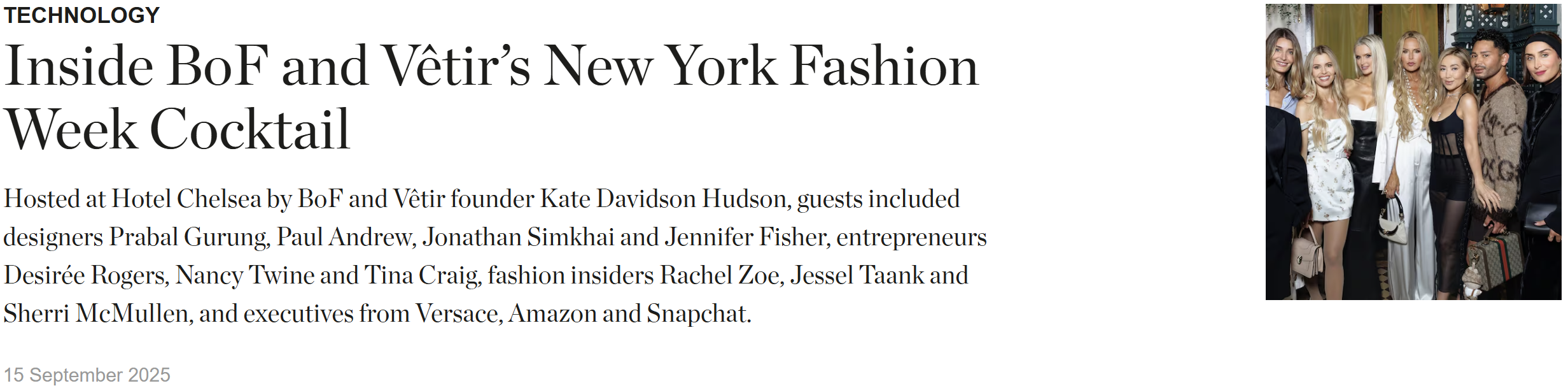 Timo at BoF and Vetir's New York Fashion Week Cocktail party