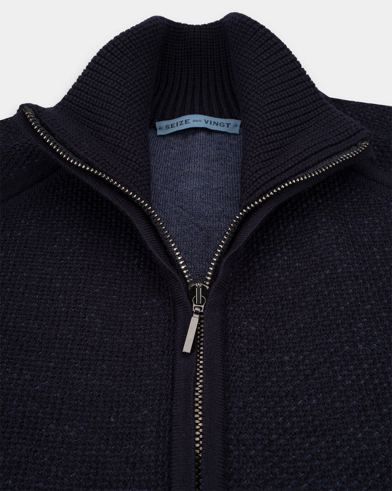 Zermatt Navy/Blue Wool Knit Bomber