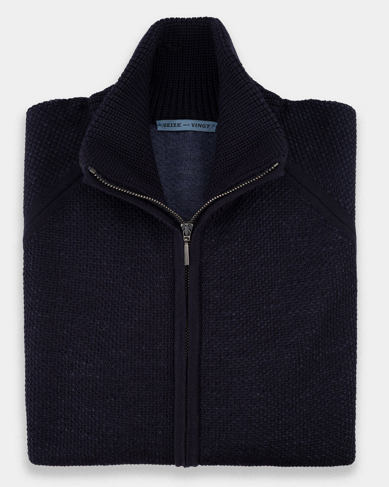 Zermatt Navy/Blue Wool Knit Bomber