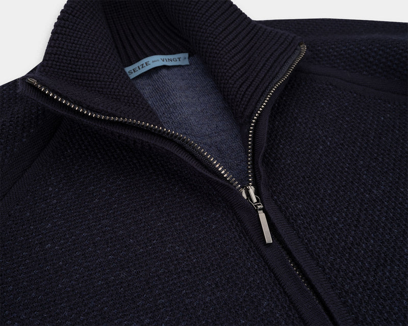 Zermatt Navy/Blue Wool Knit Bomber