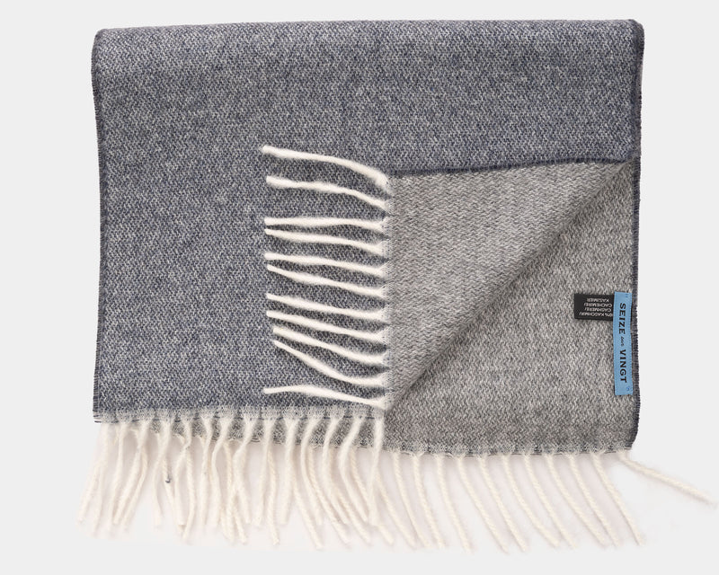 Slate/Cream M&eacute;lange 100% Cashmere Scarf