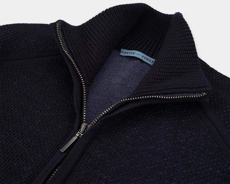 Zermatt Navy/Blue Wool Knit Bomber