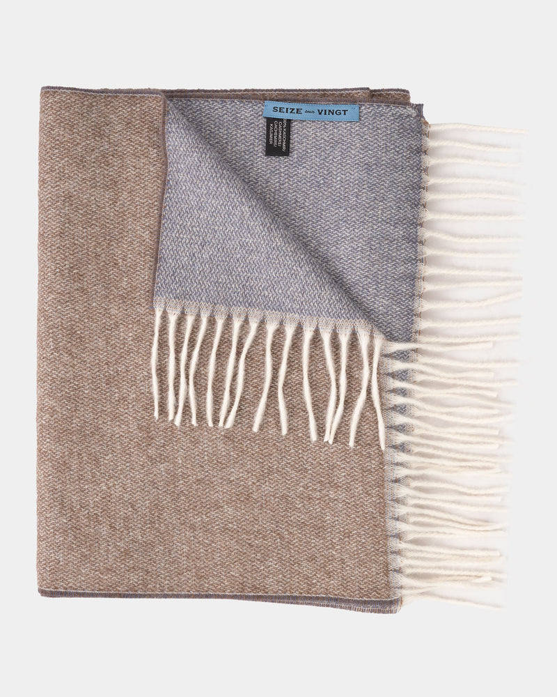 Light Brown/Cream M&eacute;lange 100% Cashmere Scarf