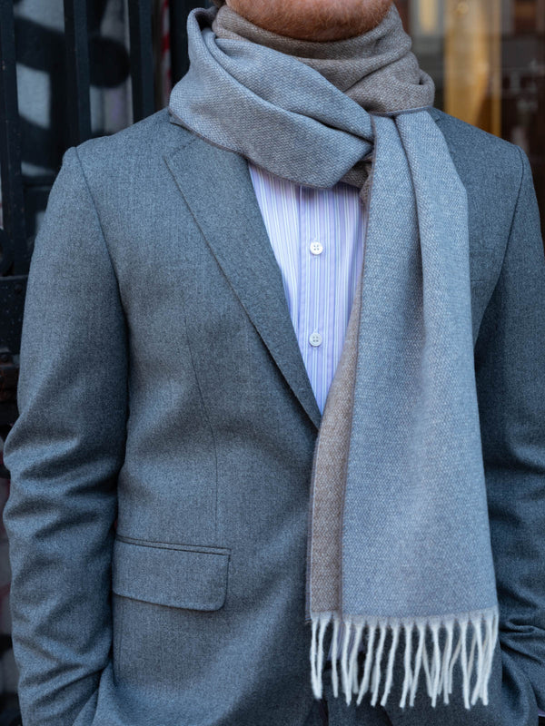 Light Brown/Cream M&eacute;lange 100% Cashmere Scarf
