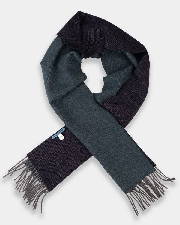 Heavyweight Reversible Emerald and Navy 100% Cashmere Scarf