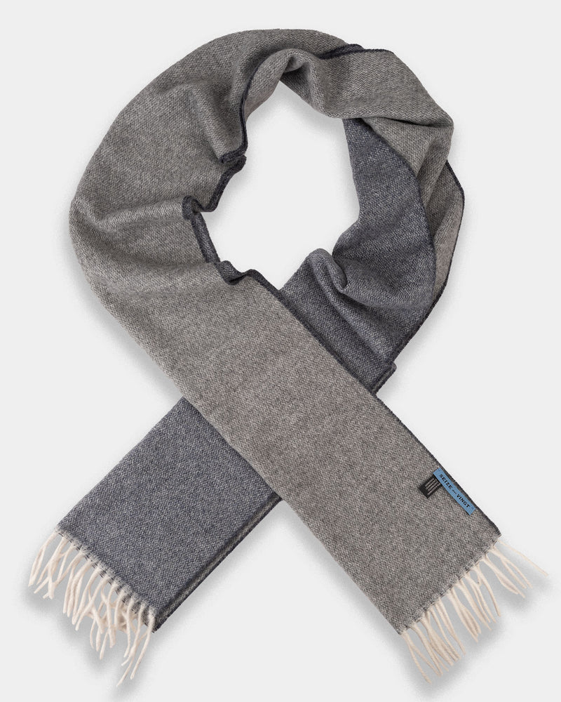 Slate/Cream M&eacute;lange 100% Cashmere Scarf