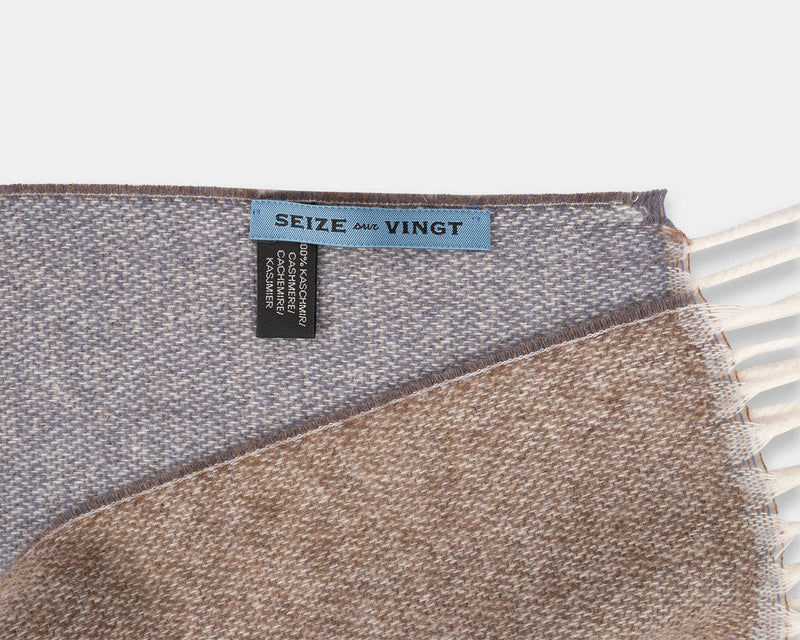 Light Brown/Cream M&eacute;lange 100% Cashmere Scarf