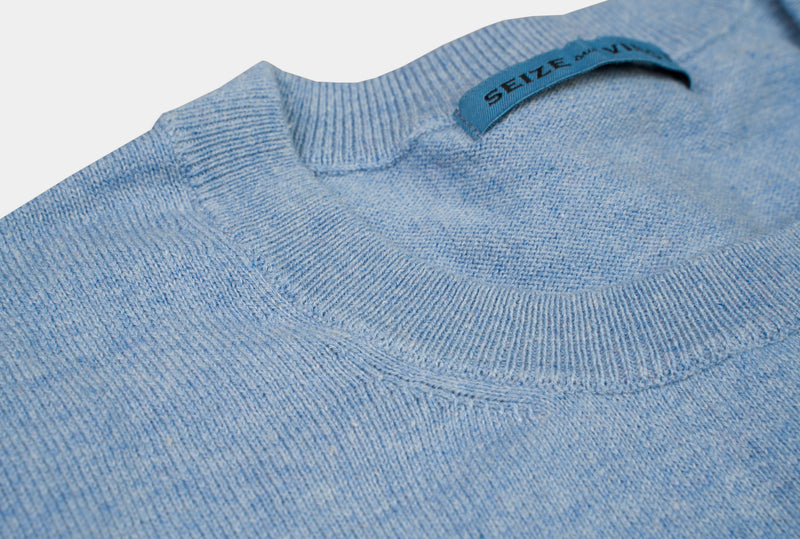 Nile Blue Lightweight Cotton Crew Neck Sweater (Sale)