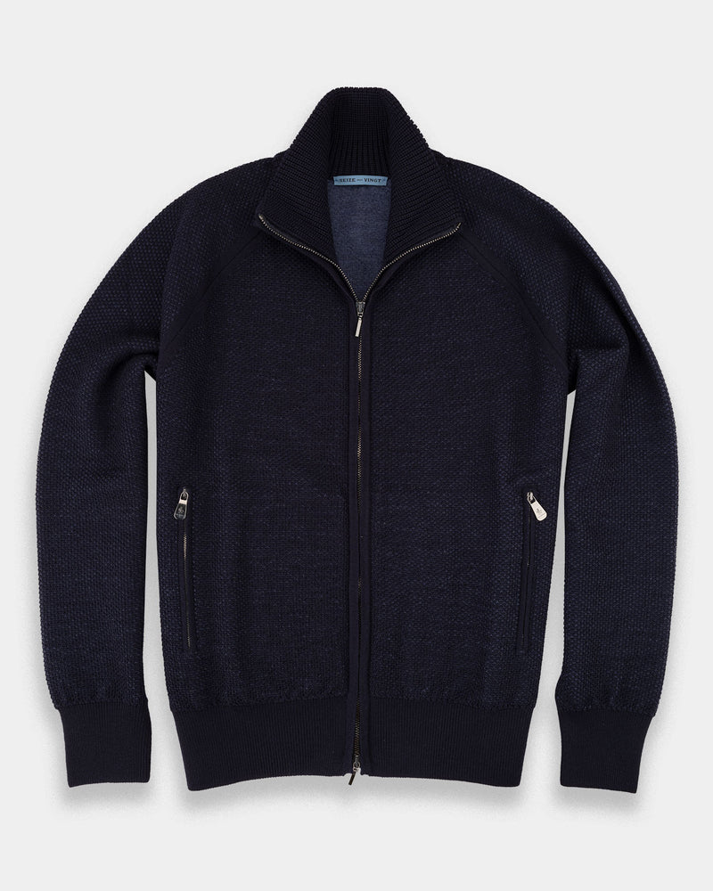 Zermatt Navy/Blue Wool Knit Bomber