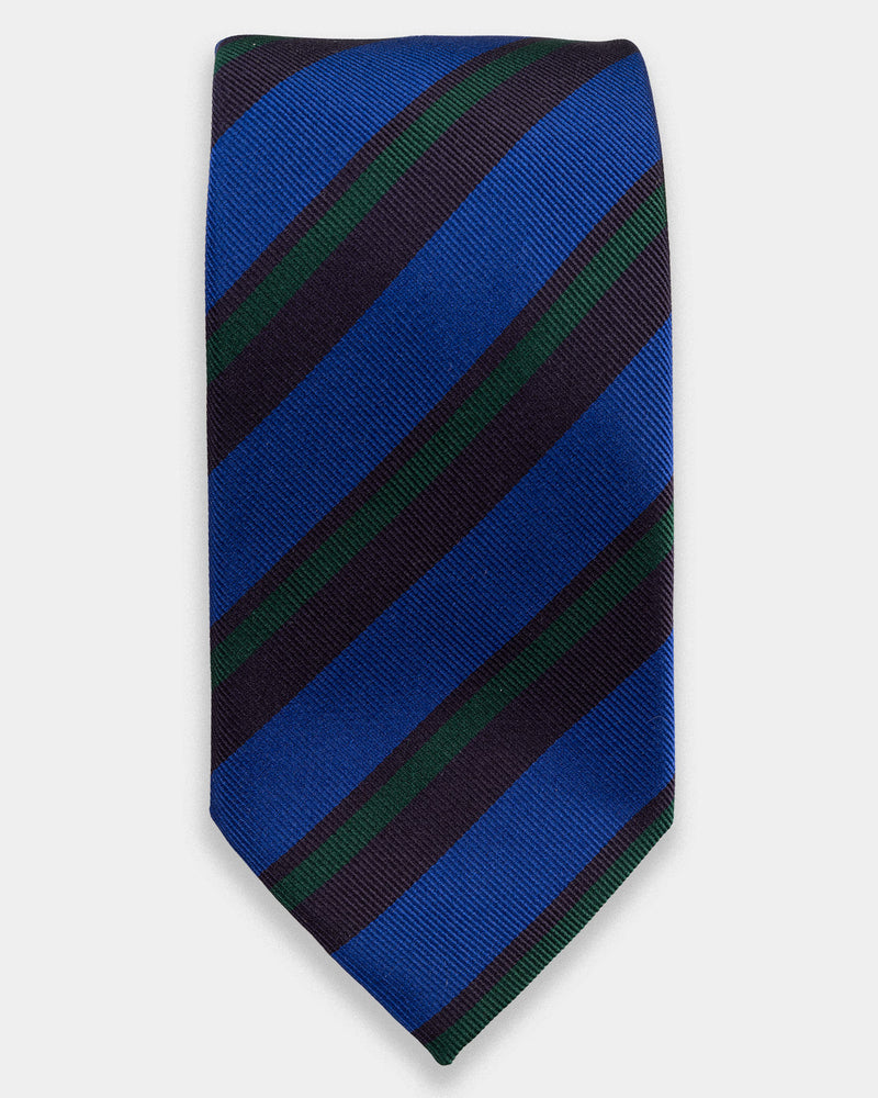 Navy Cobalt Green Wide Stripe Tie