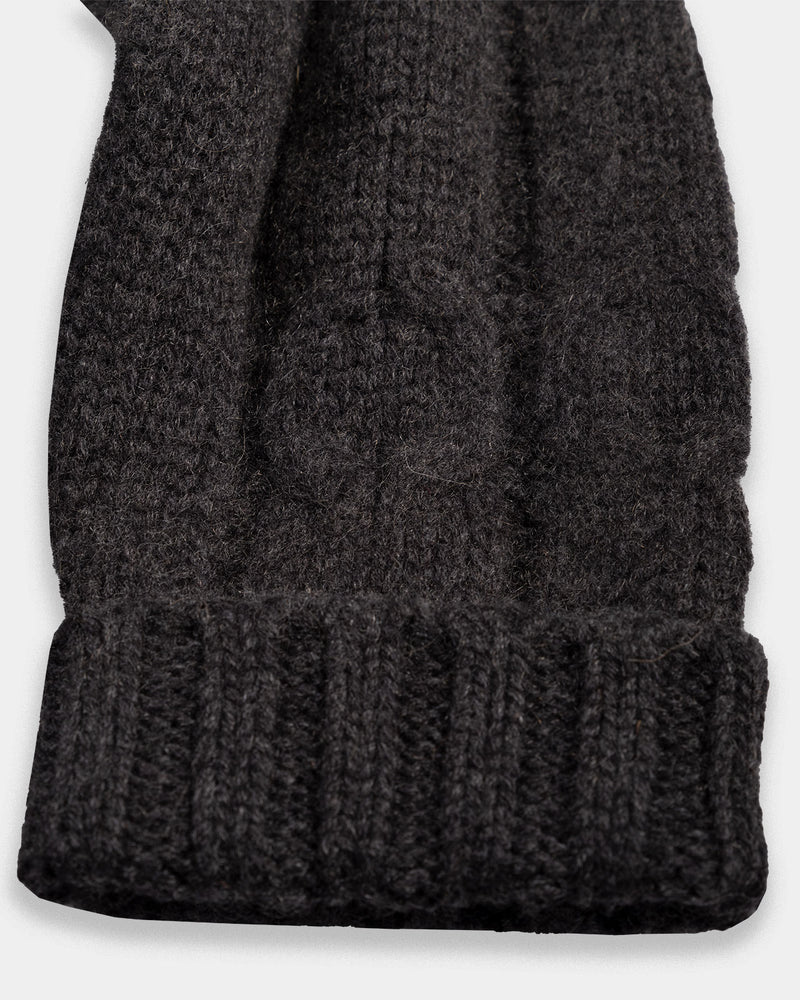 Charcoal Cable Knit Shawl Cashmere Sweater