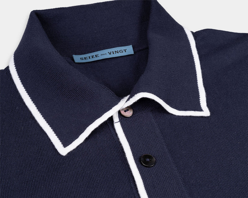 Navy - White Polo