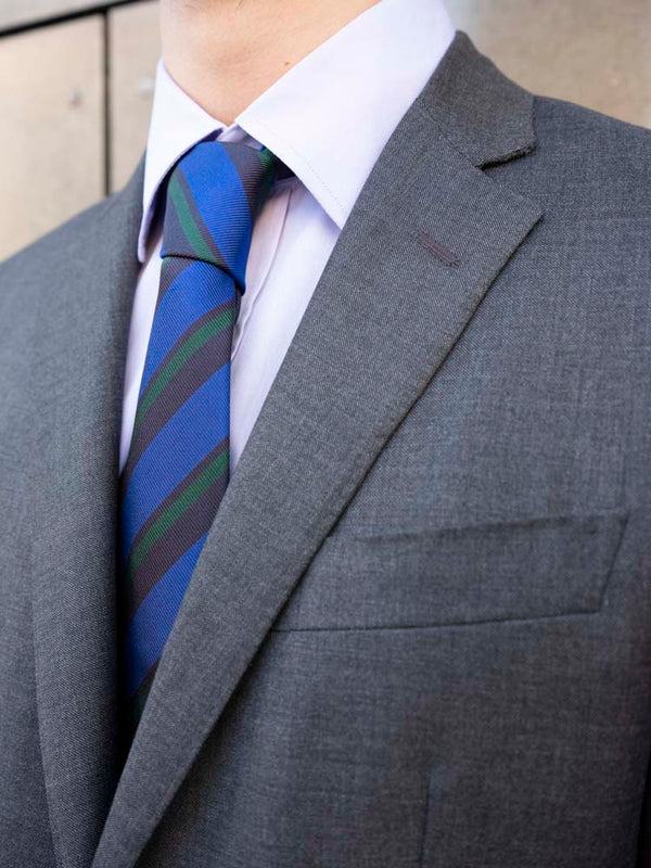 Navy Cobalt Green Wide Stripe Tie