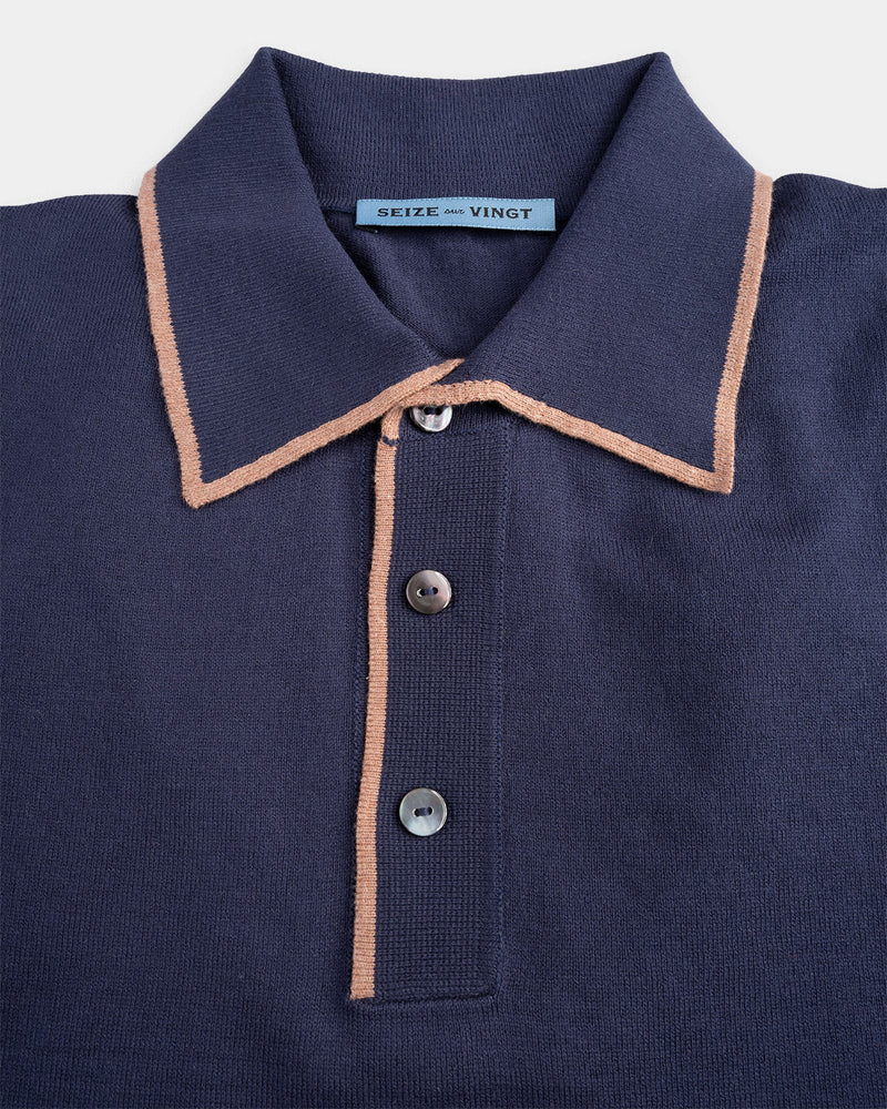 Navy - Brown Polo