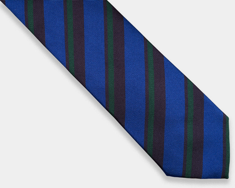 Navy Cobalt Green Wide Stripe Tie