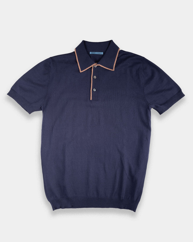 Navy - Brown Polo