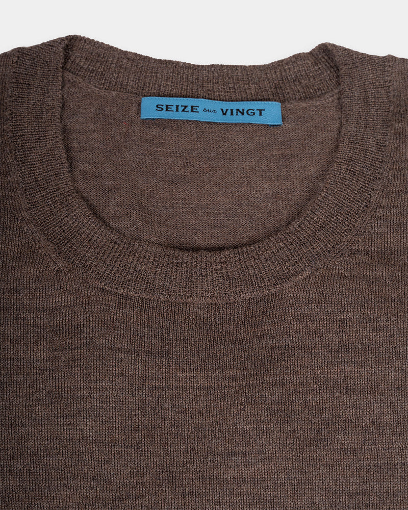 Bormio Brown Lightweight Merino Crew Neck Sweater (Sale Size S Only)