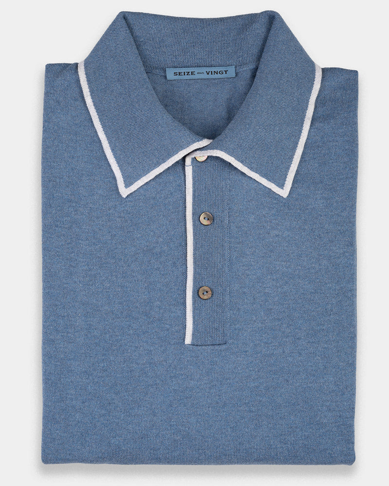 Light Denim - Cream Polo