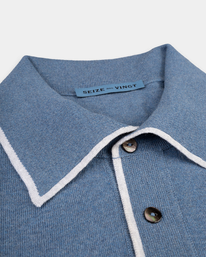 Light Denim - Cream Polo