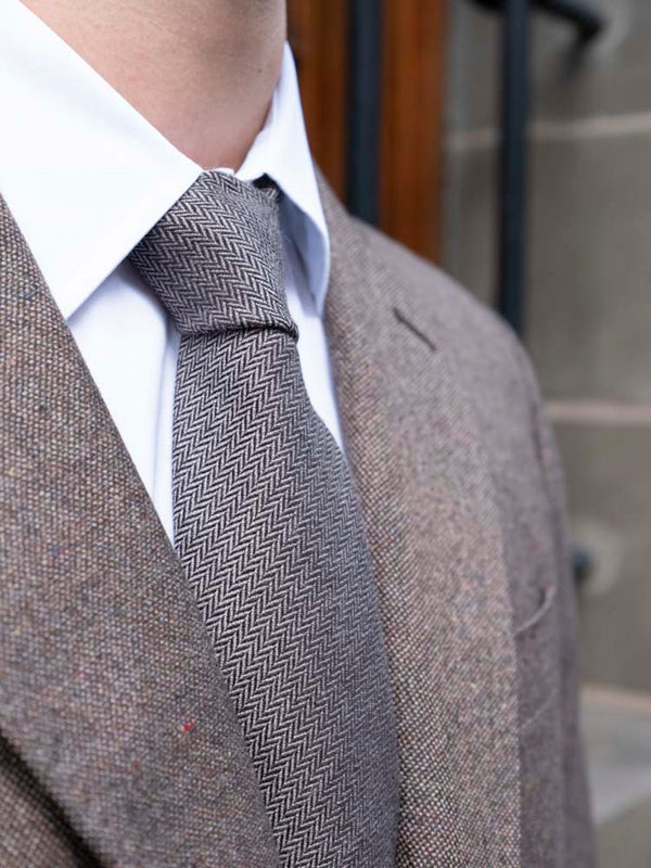 Brown - Beige Herringbone Tie