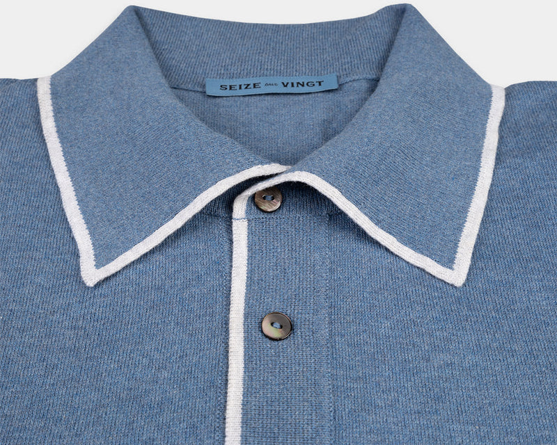 Light Denim - Cream Polo