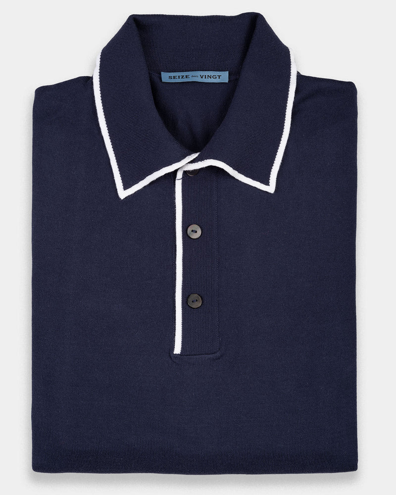 Navy - White Polo