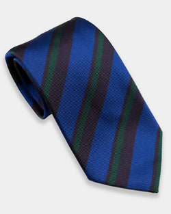 Navy Cobalt Green Wide Stripe Tie