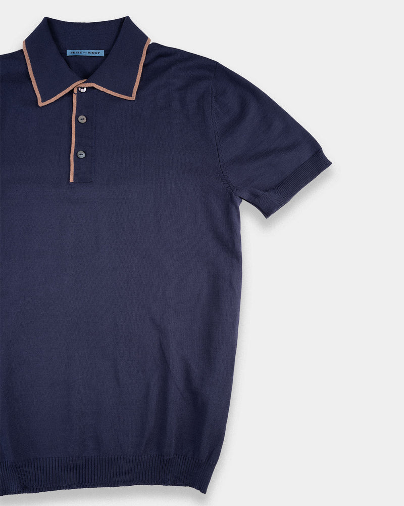 Navy - Brown Polo