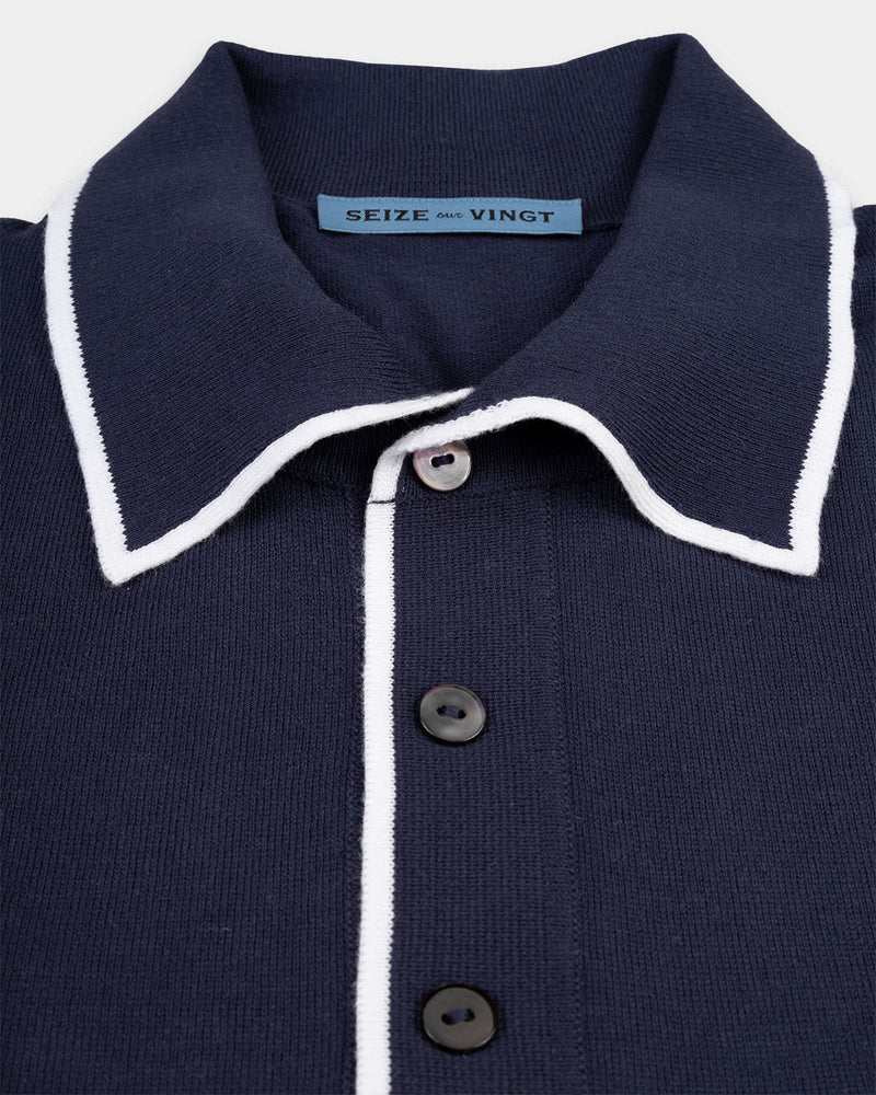 Navy - White Polo