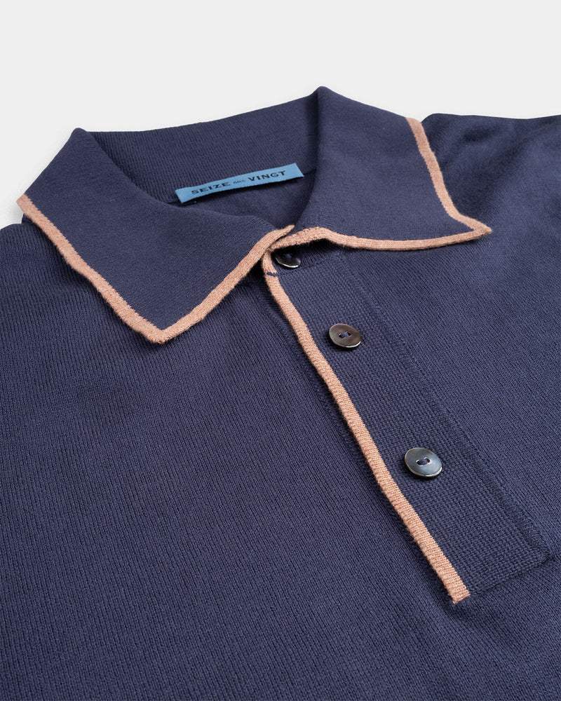 Navy - Brown Polo