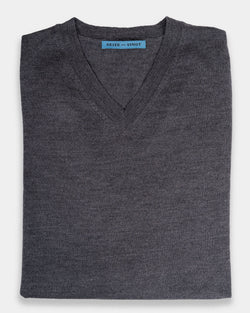 Arcore Medium Grey Lightweight Merino V-Neck Sweater