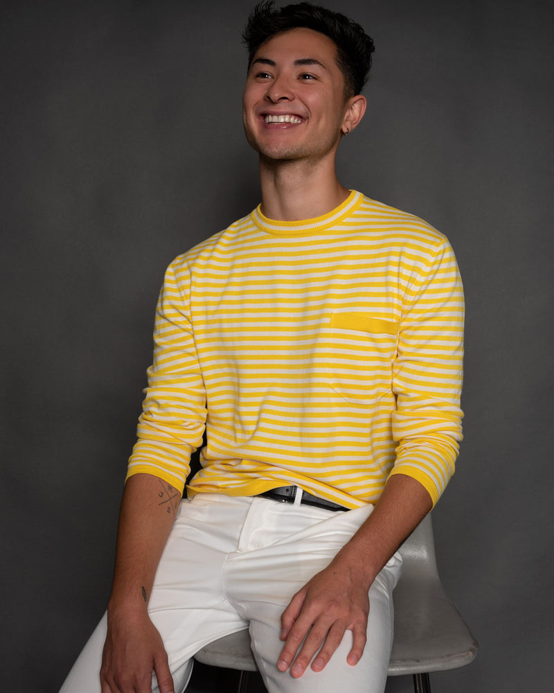 Capri Yellow Striped Cotton Crew