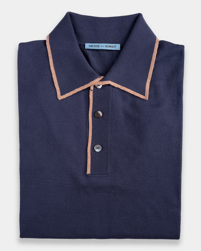 Navy - Brown Polo