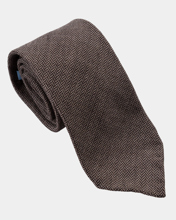 Brown - Beige Herringbone Tie