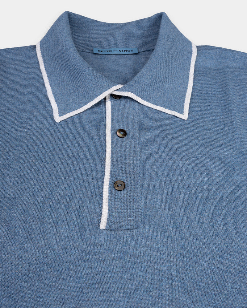Light Denim - Cream Polo
