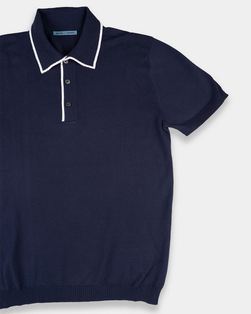 Navy - White Polo