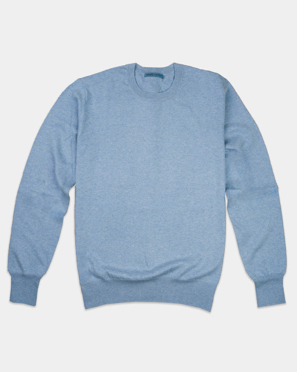 Nile Blue Lightweight Cotton Crew Neck Sweater (Sale)
